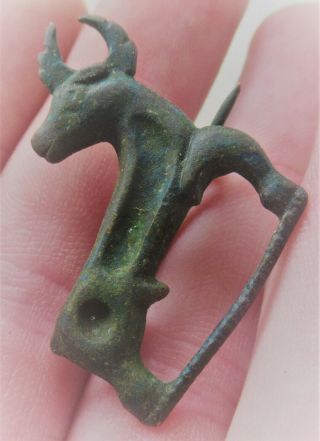 Circa 200 - 300ad Ancient Roman Bronze Zoomorphic Brooch In The Form Of A Goat