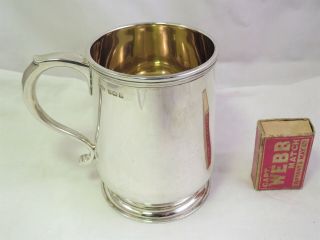 Large Heavy Solid Sterling Silver One Pint Tankard / Mug - Birmingham 1911