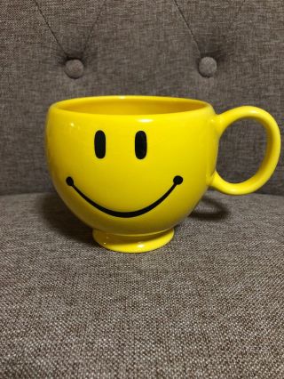 Smiley Face Teleflora Yellow Oversized Ceramic Coffee Mug 20 Ounce