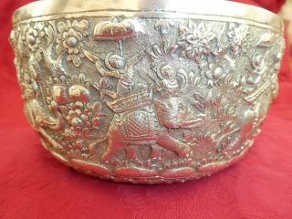 Heavy Indian Silver Bowl Detailed Repousse Decoration 420g