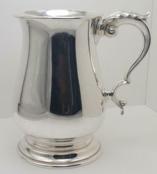 Vintage English Sterling Silver Pint Tankard With Georgian Handle C.  1947 385g