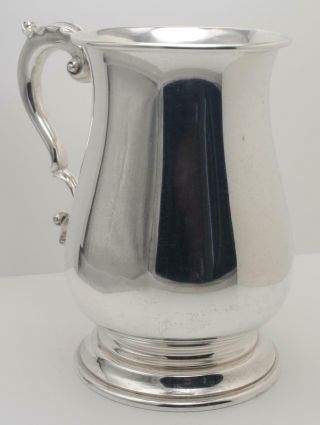 Vintage English Sterling Silver Pint Tankard With Georgian Handle c.  1947 385g 3