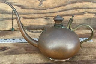 Antique Copper & Brass Oil Lamp Filler Can S.  Sternau & Co.  Brooklyn Ny