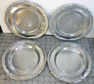 4 Rare Wilton Rwp Armetale Pewter Columbia Polished Country French Salad Plates