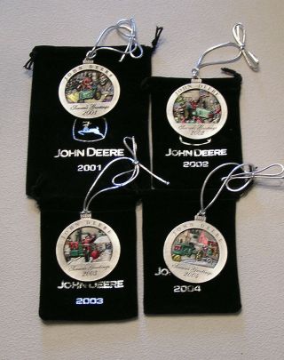 2001 - 2002 - 2003 - 2004 John Deere Pewter Ornament - Set 4 Different Ones
