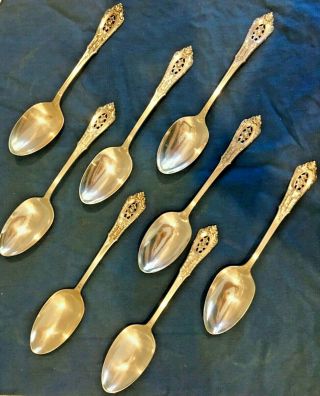 Sterling Silver 1934 Rose Point By Wallace 8 3/8 " Serving/table Spoons Set 8