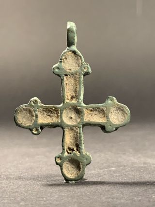 Scarce Ancient Viking Norse Kievan Russ Detailed Bronze Cross Circa 900 - 1200ad