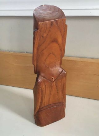Vintage Carved Native Wood Easter Island Moai Figure Carving Rapa Nui 9.  5” 3
