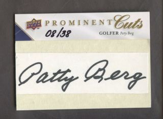 2009 Upper Deck Prominent Cuts Golf Patty Bert Signed Auto 8/38
