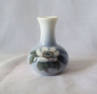 Miniature Royal Copenhagen Porcelain Vase W Hand Painted Floral Motif