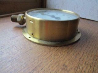 Vintage Large Heavy Brass Engineering Steam Pressure Gauge Dial Dewrance boxed 2