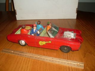 Vintage Monkees Asc Tin Battery Operated Monkee Mobile Friction Car Japan