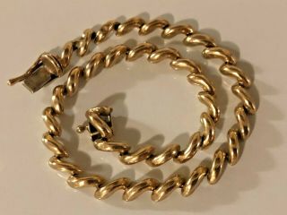 Vintage 10k Solid Yellow Gold Macaroni Link Bracelet 6.  9 Grams 7.  25 " 3mm