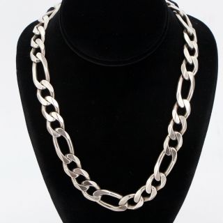 Sterling Silver - 15mm Figaro Link Chain 20 " Heavy Necklace - 159.  5g