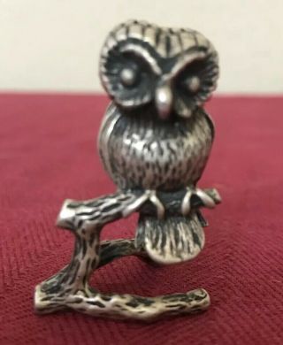 Rare Cartier Sterling Silver Owl On Branch Mini Figurine Statue Signed
