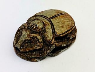 Ancient Egyptian Carved Stone Scarab Beetle Bead