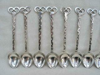 Set of 12 Quality Arts & Crafts Solid Silver Tea Spoons By Greenwood & Watts 3