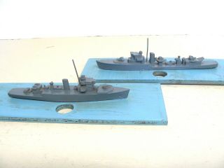 2 Wwii British Silhouette Recognition Ship Models Teacher Hunt & Algerine Class