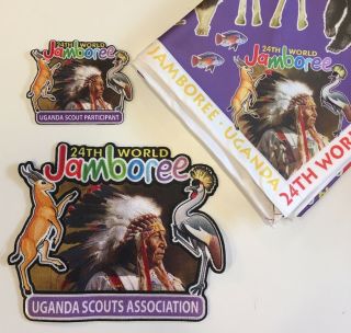 2019 World Scout Jamboree Uganda Contingent Badge,  Neckerchief And Jacket Patch