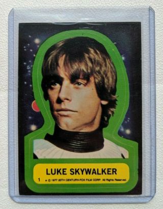Vintage 1977 Star Wars Luke Skywalker Sticker 1 - Green Border