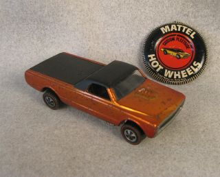 1968 Copper Orange Custom Fleetside Redline Hot Wheels Mattel Us Button