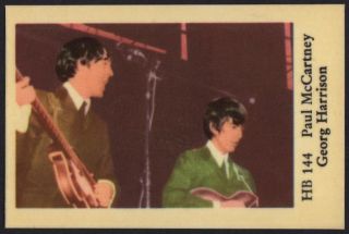 The Beatles Paul Mccartney George Harrison 1965 Swedish Hb Set Gum Card Hb 144