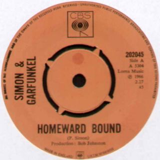Simon & Garfunkel Homeward Bound 1966 Uk 7 " Single Cbs 202045 [ref.  1]