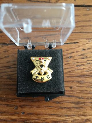 Tau Kappa Epsilon Skull Pin Fraternity Badge Tke Pin 14k Yellow Gold Pearls