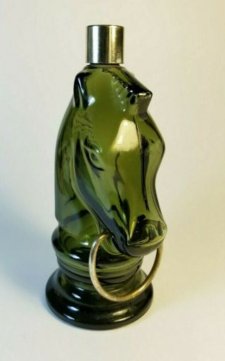 Vintage Cologne Bottle Horse Head Wild Country Empty Avon Perfume Green Glass