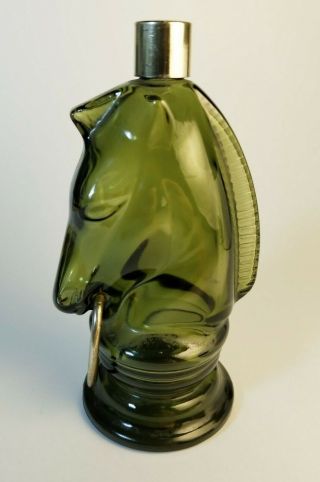 Vintage Cologne Bottle HORSE HEAD Wild Country Empty Avon Perfume Green Glass 2