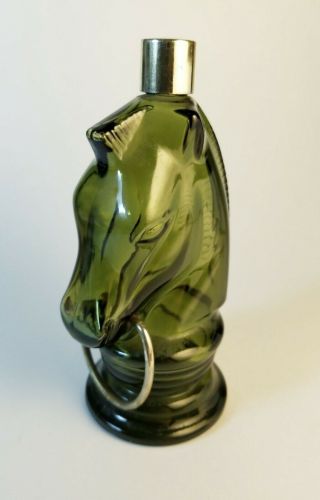 Vintage Cologne Bottle HORSE HEAD Wild Country Empty Avon Perfume Green Glass 3