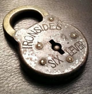 Vintage Antique Ironsides Six Lever Padlock Lock No Key Steel Made In Usa