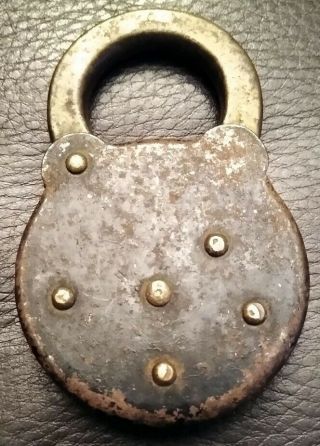 VINTAGE ANTIQUE IRONSIDES SIX LEVER PADLOCK LOCK NO KEY STEEL MADE IN USA 3