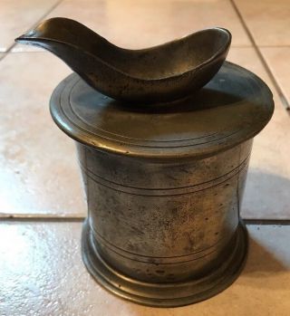 Vintage Pewter Tobacco Jar Canister With Pipe Rest C&j Fecm Vc Markings