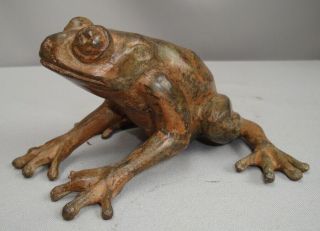 Signed Bronze Art Deco Style Art Nouveau Style Wildlife Frog Sculpture Statue