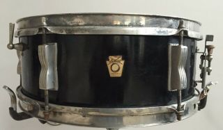 Vintage Ludwig Pioneer Snare Drum Black Lacquer Pre Serial Number Keystone Badge