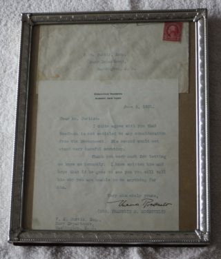 Eleanor Roosevelt Signed Letter To Navy Department From N Y Governors Mansion