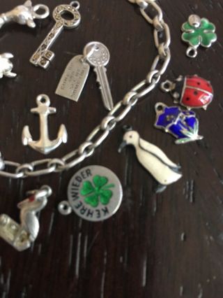 Vintage Sterling Silver Charm Bracelet With German Enamel Good Luck Charms 800 2