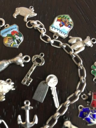 Vintage Sterling Silver Charm Bracelet With German Enamel Good Luck Charms 800 3