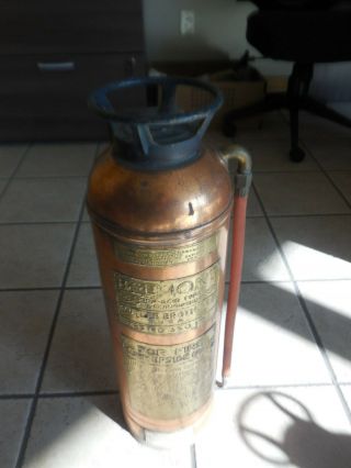 Vintage Belmont Copper Brass Foam Fire Extinguisher 2 - 1/2 Gallon Hand Fire Exti