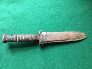 Usa Ww2 M3 Trench Knife Fighting Knife,  M8 Composition Scabbard Dug Relic