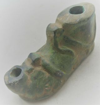 Circa 200 - 300ad Ancient Roman Bronze Oil Lamp In The Form Of A Sandled Foot
