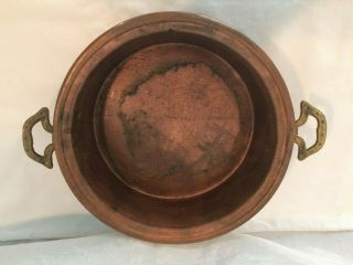 Vintage Copper Au Gratin Pan Jam Pan w Cast Brass Handles Handmade Turkey ExVtgC 3