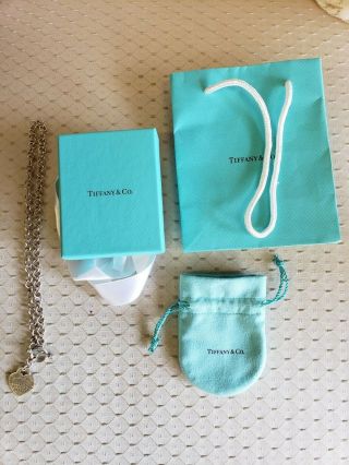 Vintage Tiffany Sterling Silver Heart Necklace W/ Box,  Pouch And Bag A Beauty