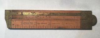 Vintage Stanley No.  36 1/2 R Boxwood 12 " Folding Rule With Brass Caliper