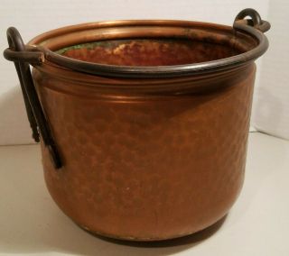 Vintage Hammered Copper Hearth Pot Kettle Cauldron