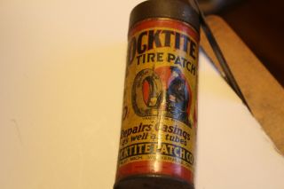 Antique Locktite Tire Tube Patch Repair Kit Early Litho Tin Can