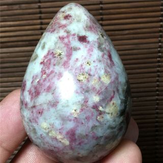 138g Natural Red Tourmaline Quartz Crystal Polished Egg Specimen C867