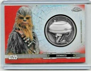 2019 Chewbacca Topps Chrome Legacy Star Wars Orange Refractor Medallion 23/25