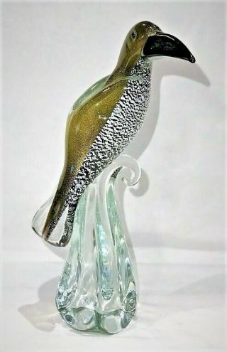 Large Vintage Murano Italian Art Glass Bird/parrot Figurine 13 " Tall